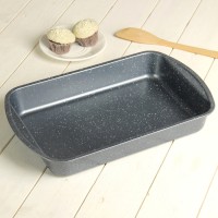 Противень Доляна «Прямоугольник. Мрамор», 38,5×24,5×5 см, антипригарное покрытие, цвет серый