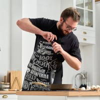 Фартук кухонный мужской «Доляна. 100% Мужик», 70×60 см, 100% хлопок, рогожка 160 г/м², чёрный