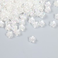 Бусины для творчества пластик "Цветок. Белый перламутр" набор 20 гр 0,7х0,7х0,4 см