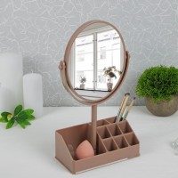 Зеркало с подставкой для хранения, двустороннее, с увеличением, зеркальная поверхность 13 × 16 см, цвет МИКС