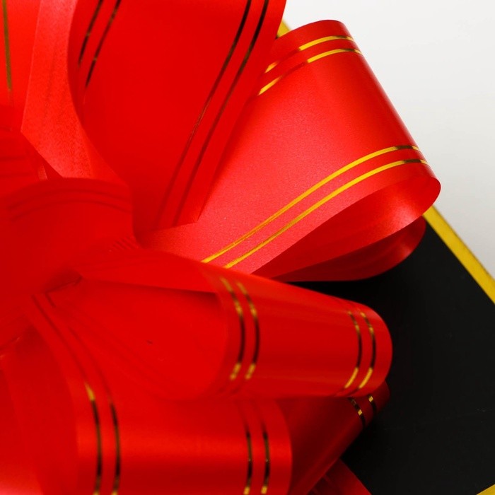 Подарочный бант - шар № 5 золотая полоса, красный, для упаковки подарков