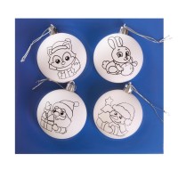 Ёлочные шары под раскраску «Новый год!», набор 4 шт, d=5.5 см, набор для творчества