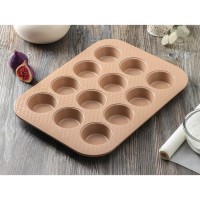 Форма для выпечки Magistro Shiny Diamond, 39,4×28,8×3,2 cм, 12 ячеек, толщина 0,6 мм, антипригарное покрытие, цвет золотой