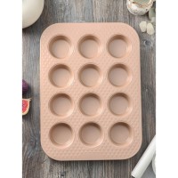 Форма для выпечки Magistro Shiny Diamond, 39,4×28,8×3,2 cм, 12 ячеек, толщина 0,6 мм, антипригарное покрытие, цвет золотой