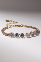 Браслет со стразами «Циркон» изыск, дорожка, цвет белый в золоте, 15см