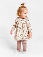 Комплект для девочки (платье, легинсы) Крошка Я «Киса», рост 86-92 см, бежевый, розовый