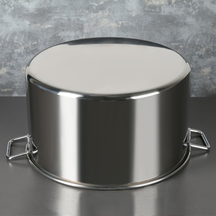 Кастрюля «Общепит», 20 л, d=35 см, h=23 см, сварная, с клёпаными ручками, металлическая крышка