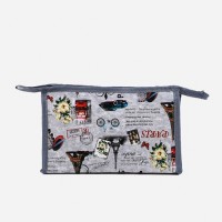 Косметичка на молнии, треугольная, с рисунком «Парижское настроение», серая