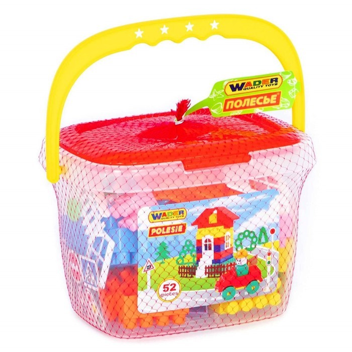 Конструктор «Строитель» в ведёрке, 52 элемента