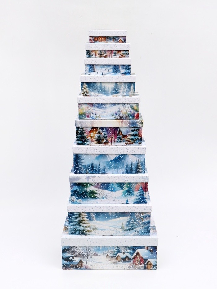 Набор подарочных новогодних коробок 10 в 1 «Новогодние каникулы», 32.5×20×12.5 - 12×7×4 см