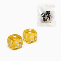 Кубики игральные "Время игры", 1.6 х 1.6 см, набор 2 шт, желтые
