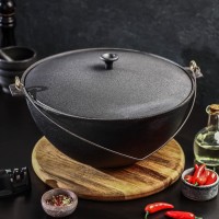 Казан литой чугунный Magma, 7 л, с дужкой, алюминиевая крышка