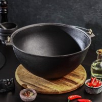 Казан литой чугунный Magma, 7 л, с дужкой, алюминиевая крышка