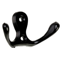 Крючок мебельный ТУНДРА TKd=003, двухрожковый, черный, 5 шт.