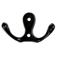 Крючок мебельный ТУНДРА TKd=003, двухрожковый, черный, 5 шт.