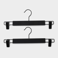 Вешалки для брюк и юбок LaDо́m, 32.5×13 см, 2 шт., с зажимами, пластик софт тач, чёрные