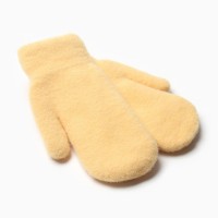 Варежки меховые женские MINAKU гладкие, размер 22 см, горчичный