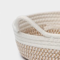 Корзина для хранения LaDо́m «Визави», плетёная, ручной работы, с ручками, хлопок, 34×24×7 см, бежевая