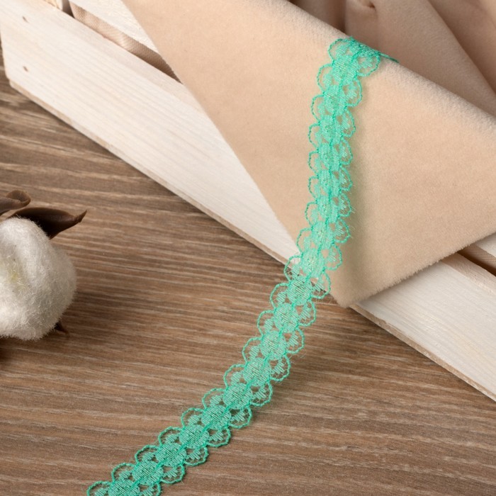 Кружево капроновое, 15 мм × 10 ± 1 м, цвет светло-сиреневый