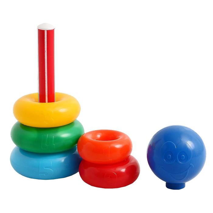 Пирамидка детская, 5 колец с шаром