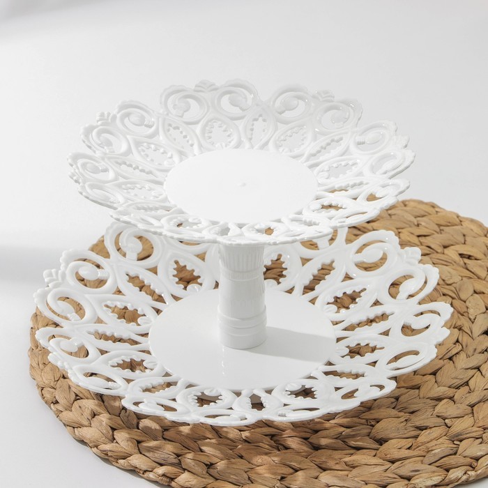 Фруктовница «Мелодия», 2-х ярусная, средняя, цвет белый Фруктовница «Мелодия», 2-х ярусная, средняя, цвет белый