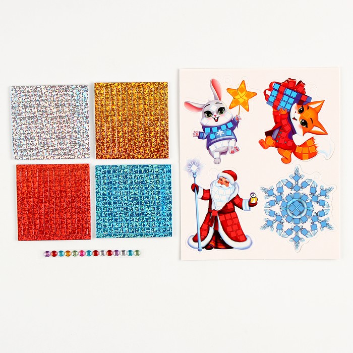 Аппликация стикерами на новый год. Елочные игрушки, набор для творчества