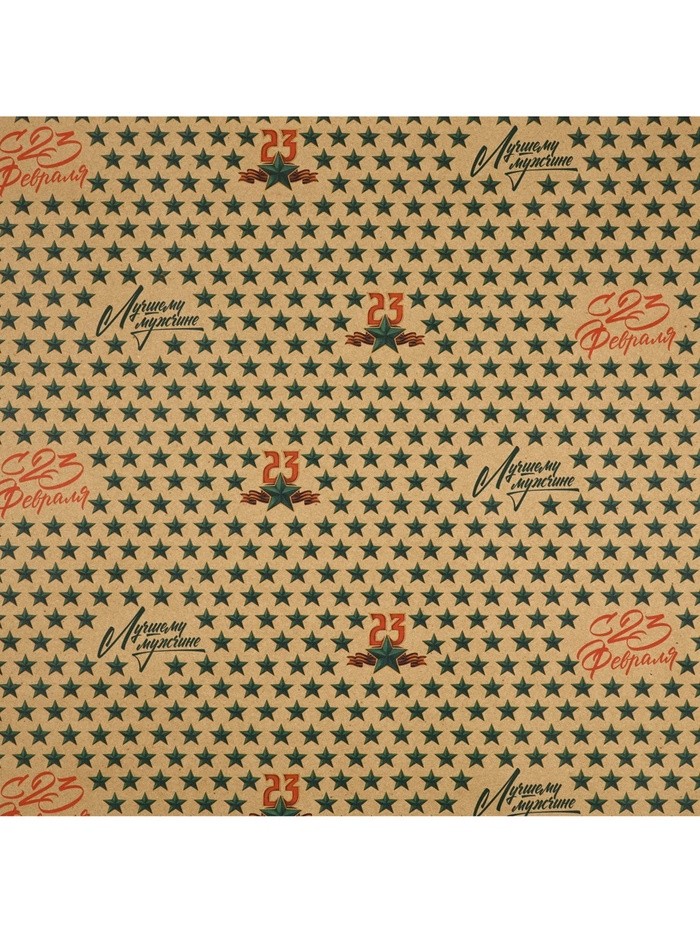 Бумага упаковочная крафтовая «23 февраля», 50×70 см