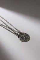 Кулоны парные «Неразлучники» best friends, круг, цвет чернёное серебро, 47 см