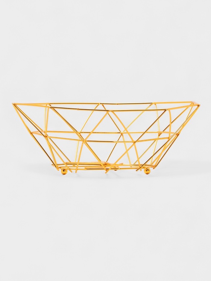 Ваза для фруктов «Доляна. Геометрия Голд», 25.5×27×10 см, золотистая