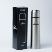 Термос Мастер К «Гильза», 750 мл, с кружкой, сохраняет тепло 24 ч, нержавеющая сталь, серебристый