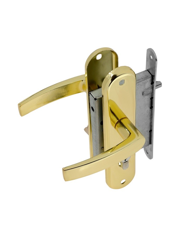 Замок врезной LOCKLAND Rd=005, с ручкой, B/S 55 мм, 4 ключа, цвет золото