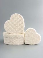 Набор подарочных коробок 3 в 1 сердца, молочный, плюшевая поверхность, L：30×27.5×12 см M：25.5×23.5×10 см S:20.7×19.5×8 см