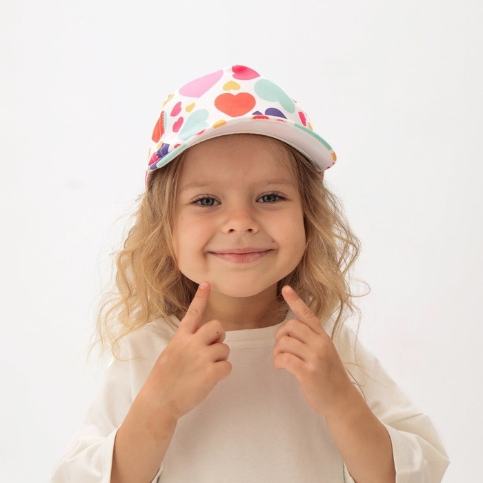 Кепка детская MINAKU "Сердца" цвет белый, р-р 52