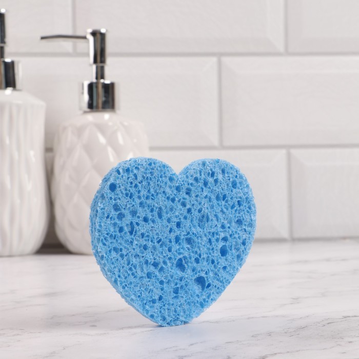 Спонж для умывания «Сердце», 8,5 × 7,5 см, цвет МИКС