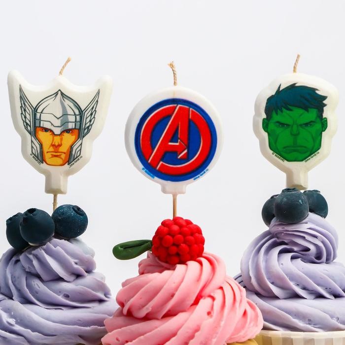 Свеча для торта "С Днем Рождения!", 5 штук, Мстители Свеча для торта "С Днем Рождения!", 5 штук, Мстители
