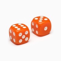 Кубики игральные "Время игры", 1.6 х 1.6 см, набор 2 шт, оранжевые