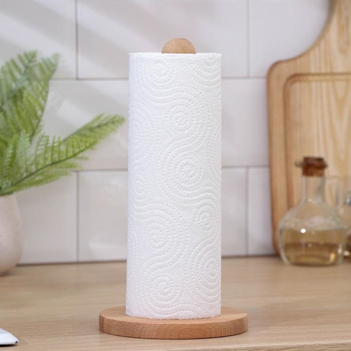 Держатель для кухонных бумажных полотенец Доляна, 13×25 см, бук, цвет и рисунок микс