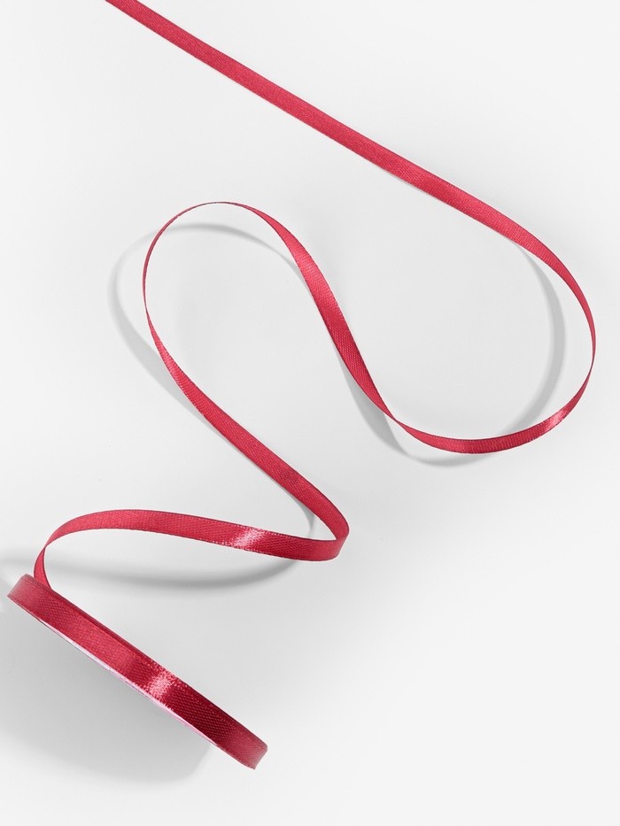 Лента атласная, 6 мм × 23 ± 1 м, цвет глубокий красный №33