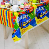 Скатерть «С днём рождения», тачки