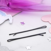 Невидимка для волос "Гладкие" (набор 40 шт) 6 см, чёрный