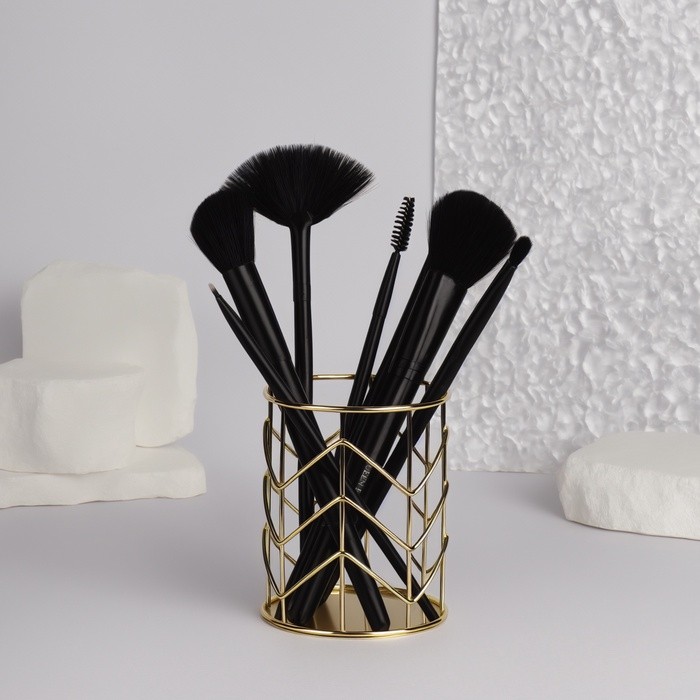 Подставка для хранения косметики, d=8×10 см, цвет золотистый