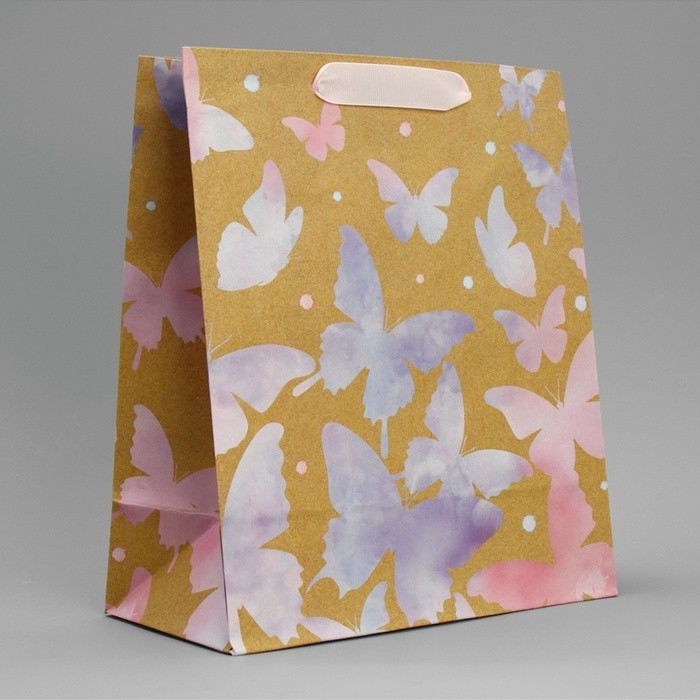 Пакет подарочный крафтовый, упаковка, «Акварельный», ML 23×27×11.5 см