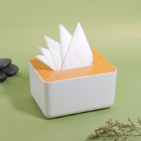 Органайзер для хранения салфеток BAMBOO, 17×13×9.5 см, белый, коричневый