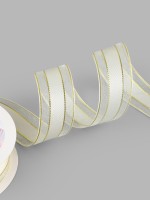 Лента декоративная, капроновая, атласная, с люрексом, 25 мм, 18 ±1 м, сливочная