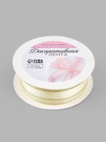 Лента декоративная, капроновая, атласная, с люрексом, 25 мм, 18 ±1 м, сливочная