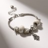Браслет «Марджери» рука хамса, белый в серебре, L=19 см