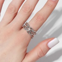 Кольцо безразмерное «Волна», цвет серебро