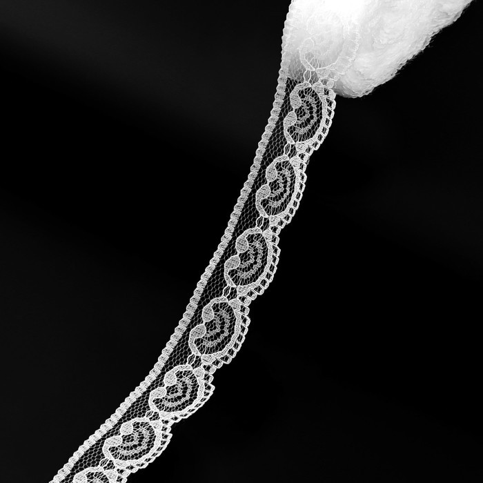 Кружево капроновое, 23 мм × 10 ± 1 м, цвет кипенно-белый