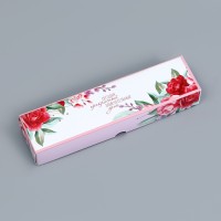 Коробка для 5 конфет с обечайкой, с окном «Цветочки», 21×5×3.3 см