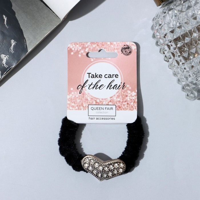 Резинка для волос "Нежность" сердечко, чёрный
